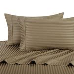 sheetsnthings Solid Taupe 600 Thread Count King Size Sheet Set 100% Cotton 4pc Bed Sheet Set (Deep Pocket)