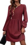 Zeagoo Casual Winter Dresses for Women 2024 Trendy Long Sleeve Dress with Pockets Fall Sweater Dress Loose Knitted Tunic Dresses Wine Red XX-Large