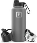 IRON °FLASK Camping & Hiking Hydration Flask with 3 Lids - Stainless Steel, Double Walled & Vacuum Insulated Water Bottle - Leak Proof & BPA Free (Graphite, Spout - 32 oz)