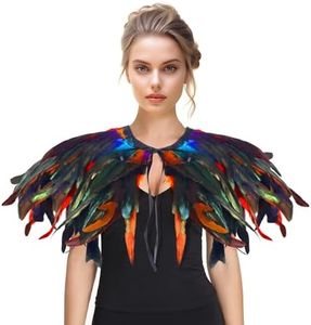 HOMELEX Black Witch Feather Collar Crow Shawl Costume Halloween Swan Wings Accessories Cape for Women