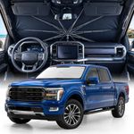 Weektic Truck Windshield Sun Shade Umbrella for F-150/Silverado/Tundra/RAM 1500/Sierra - Double Thickened Ice Crystal Coating, Sun & Heat Protection, Keep Vehicle Cool & Protect Interior
