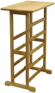 Sornyix Solid Wood Wine Rack Table for 24 Bottles, Rectangular Natural Finish Storing Stand, Compact Space Saving Organizer for
