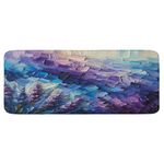 Ambesonne Purple Kitchen Mat, Lavender Flowers in a Crystal Cave Like Brushstroke Style Deep Tones, Plush Decorative Kitchen Mat with Non Slip Backing, 47" X 19", Azure Blue Quartz Lilac