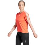 adidas Women's Striped Regular Fit T-Shirt (HZ5691_BRIRED/White