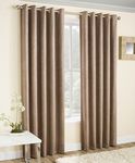 Enhanced Living Vogue Latte Natural 66 x 90 inch (168x229cm) Eyelet Thermal Noise Reducing Dim Out Curtains for Bedroom and Living Room