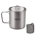 Lixada Titanium Pot, Lightweight Camping Pot Titanium Cup Titanium Backpacking Pot with Portable Foldable Handles for Outdoor Camping Hiking Backpacking