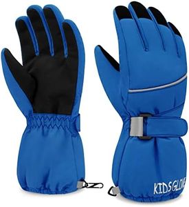 Kids Snow Gloves for Boys Toddler Waterproof Gloves Girls Winter Gloves Kids Gloves Winter Waterproof Kids Ski Gloves, Blue, 11-14 Years