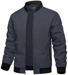 TACVASEN Mens Jackets Smart Casual Baseball Jacket Lightweight Bomber Windbreaker Jackets Summer Outdoor Jacket (S, Grey)