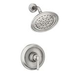 Moen Halle Spot Resist Brushed Nickel Shower Faucet Trim Set Featuring Wide Showerhead and Shower Lever Handle with Posi-Temp Valve Included, 82971SRN