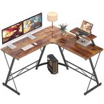 Mr IRONSTONE L-Shaped Desk 50.8" Computer Corner Desk, Home Gaming Desk, Office Writing Workstation with Large Monitor Stand, Space-Saving, Easy to Assemble, (Rustic Brown)