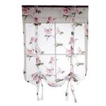 Garneck Pink Tie Up Curtain Floral Roman Shades Curtain Rod Pocket Sheer Voile Darkening Balloon Curtain Valance for Home Kitchen Office Windows Size 1