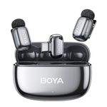BOYA mini 2 Wireless Microphone for iPhone 15/16/17 & Android,AI Noise Cancellation, 48 kHz/24Bit, App Control, 30H Battery Life with Charging Case, Wireless Lavalier Microphone for Vlogging Recording