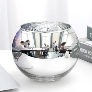 SNDEC Cubicle Accessories, 6'' Glass Candy Dish Desk Mirror to See Behind You, Home Office Aesthetic Table Vases Flower Pot, Cubicle Convex Desk Rearview Mirror Monitor