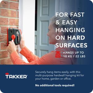 Takker Hardwall Picture Hanging Kit – Easy No-Drill Wall Hooks Set