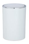 Wenko Inca Trash Can with Lid, Waste Bin with Swing Lid, Small Trash Can, Mini Trash Can, Small Garbage Can, Small Waste Basket, 1.3 Gal, Ø 7.28 x 10.04 in, White