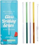 Glass Straws - Two Toned Colors - 5 Pack Set for Drinking Juices, Smoothies, Waters, Shatter Resistant, Reusable, Stylish