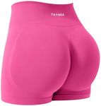 TAYOEA Workout Shorts Women Scrunch Butt Booty Lifting Seamless Biker Shorts for Gym Athletic Yoga Rose,M