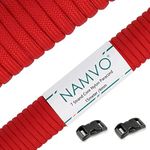 Namvo 550 Paracord 7 Strand Parachute Cord, Mil Spec Type III 15 Meter Tent Guide Rope Survival Parachute Lanyard Cord for Outdoor Camping Crafting Keychains Red