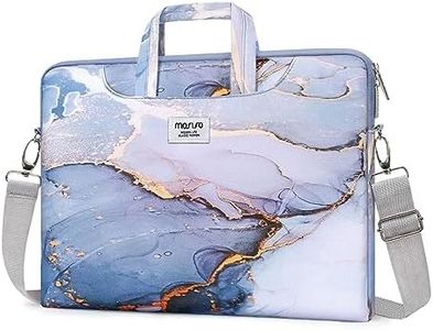 MOSISO Laptop Shoulder Bag Compatible with MacBook Pro 16 inch A2141/Pro Retina A1398, 15-15.6 inch Notebook, Carrying Briefcase Sleeve with Trolley Belt Marble MO-MBH289