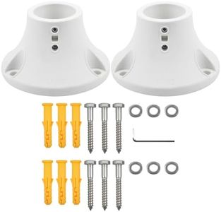 Myard 3" Surface Mount Base Anchor Flange for 1.9" Swimming Pool Rail Handrail Ladder to Concrete or Wood Deck (Ivory White, 2-Pack)