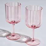 Flower Vintage Wine Glassware - Set of 2-13 oz Colorful Valentine's Day Cocktail, Martini & Champagne Glasses, Prosecco, Mimosa Glasses Set, Cocktail Glass Set, Glassware Luster Glasses (Pink)