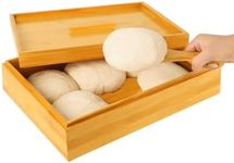 Payarma Pizza Dough Proofing Box - Bamboo Proofing Box with Lid 41×31×11cm and Dough Spatula, Fits 6 Dough Balls, Dough Proofing Container for Home Kitchen