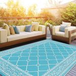 SHACOS Reversible Patio Rug Outdoor 150x210cm Camping Rug Portable UV Resistant Waterproof Recycled Floor Mat Plastic Straw Rug RV Outdoor Rug Area Rug for Garden Balcony Backyard Beach Picnic