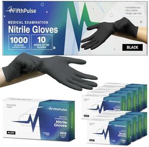 Medical Exam Black Nitrile Gloves Small 1000 Count - 3 Mil Powder and Latex Free Disposable Gloves - Case of 10 Boxes of 100 Medical Gloves