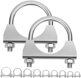 Swpeet 2Pcs 2 Inches - 50mm Exhaust U Clamp Kit, 304 Stainless Steel Muffler U-Bolt Clamps, Universal Heavy Duty U-Bolt Muffler Clamp Ideal for Tip Pipes Connection