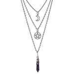 MJARTORIA Moon Pentagram Necklace Multi layer Necklace Gothic Charm Pendant Alloy Necklace Set for Women Girl Valentine's Day Mothers Day Gifts