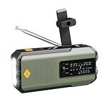 Emergency Weather Radio 2000mAh NOAA, Portable Power Bank, with Solar Charging, Hand Crank and Battery Powered, SOS Alert, AM/FM and 3-LED Flashlight for Outdoor Emergency