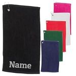 Personalised Golf Towel - Embroidered with your name or any text - 6 Colours to pick from