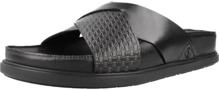 Clarks Homme Torford Cross Sandale Glissante, Black Leather, 43 EU