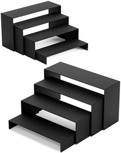 NEETBU Black Matte Metal Display Stand,8 Pcs 2 Set Display Risers, Metal Rectangular Display Shelf Holders for Showcase, Dessert, Perfume, Vendor Events, Cupcake Stands, Toys Display Shelves ( 8Pcs-Black, 7”L~8”L~9”L )