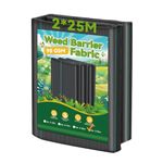 Domusensus 2m x 25m Heavy Duty Weed Control Membrane Garden 50㎡ Weed Control Barrier Fabric Landscape for Vegetable Garden, Garden, Water Permeable Fabric,Black Woven Ground Cover