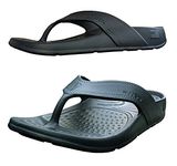 NUUSOL Unisex Cascade Flip Flops; Non-Slip Hiking/Plantar Fasciitis Footwear; Soft Cushion, Lightweight & Comfortable; Arch Support & Textured Footbed, Pain Relief for Joint, Neck & Back Injuries, Eclipse Black, 9 Women/8 Men