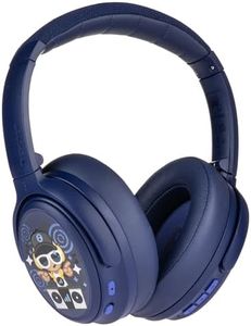 Onanoff Bluetooth Wireless Headphones for Kids BuddyPhones Cosmos Fun Blue with Mic Active Noise Cancelling with Maximum Volume Limiting Mode, Foldable Structure, Genuine Japanese Product