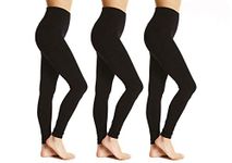 Bonjour® Women's Full Length Cotton Leggings Soft, Plus Sizes (Black, Large (12))