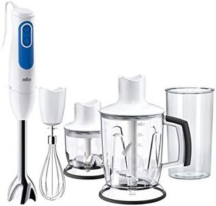 Braun Household MultiQuick 3, Hand Blender with Chopper & Whisk, MQ3045 Aperitive, White/Blue