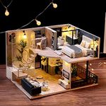 MAKINGTEC DIY Dollhouse Miniature with Furniture, DIY Wooden Dollhouse Kit Plus Dust Proof and Music Movement, Creative Room for Valentine's Day Gift Idea (Cozy Time), One Size