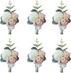 Wiliharui Set of 6 Champagne Pink Wedding Boutonniere Buttonholes Rose Flower Groom Groomsmen Man Boutineer Flowers Corsage Homecoming Prom Party Suit Decor