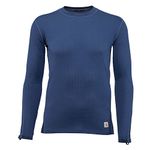 Carhartt Base Layer Men's Force Lightweight Stretch Grid Base Layer Crewneck Top Tall, Dark Blue, Large