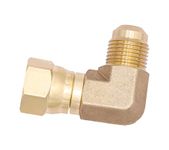 90 Degree Elbow Connector Coupling Adapter for Fire Pit,BBQ Grills and Olympian Wave Heater Brass Tube Fitting, Replacement for Camco 57633 (3/8" female swivel flare x 3/8" male flare)