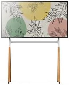 POUT E16 TV Studio Display Mount - Solid Wood Easel Quad-Leg w/Height Adjustable White Bracket & Cable Ties - Max Load 88lbs 49 to 70 Inch LED LCD VESA Screens - Universal TV Stand Mount (White)