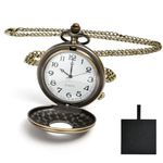 Vicloon Modern Pocket Watch, Quartz Pocket Watch with Chain, Vintage Quartz Pocket Watch Roman Numerals Stylish Pocket Watch for Birthday Anniversary Day Christmas Fathers Day (Bronze) Gift Box