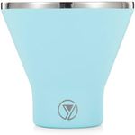 Y DRINK Elegant ​Stemless ​Martini Glass​ 8oz - Shatter Proof - Unbreakable - Double Wall ​Stainless Steel - Powder Coated - Stylish Martini Glass​ for Cocktails on the Go (Aqua Punch)