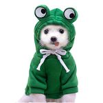 ZDZDY Puppy Clothes Sweaters for Small Dog Chihuahua Winter Warm Cute Sweatshirt with Fruit Hood Pet Clothing Cat Hoodie Fleece Coat (Frog-S)