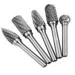 5pcs, 10mm Tungsten Carbide Rotary Burr Set 6mm Shank, Double Cut Carbide Steel Rotary Point Burr Carving Bit Set Tool