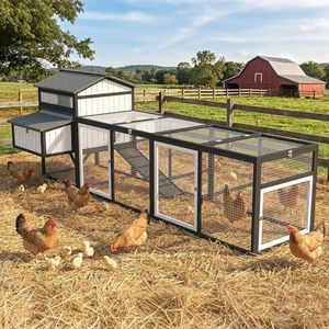 PAWBUILT 116" Large Chicken Coop with Run, Wooden Outdoor Hen House Poultry Cage for 4-6 Chickens, 4 Nesting Boxes, 4 Perches, Removable Tray, Ramp & UV-Resistant Roof Panel for Backyard