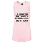 FANNOO Workout Tank Tops for Women-Womens Motivational Saying Fitness Gym Racerback Sleeveless Shirts, Lightpink-muscle Tank, Small